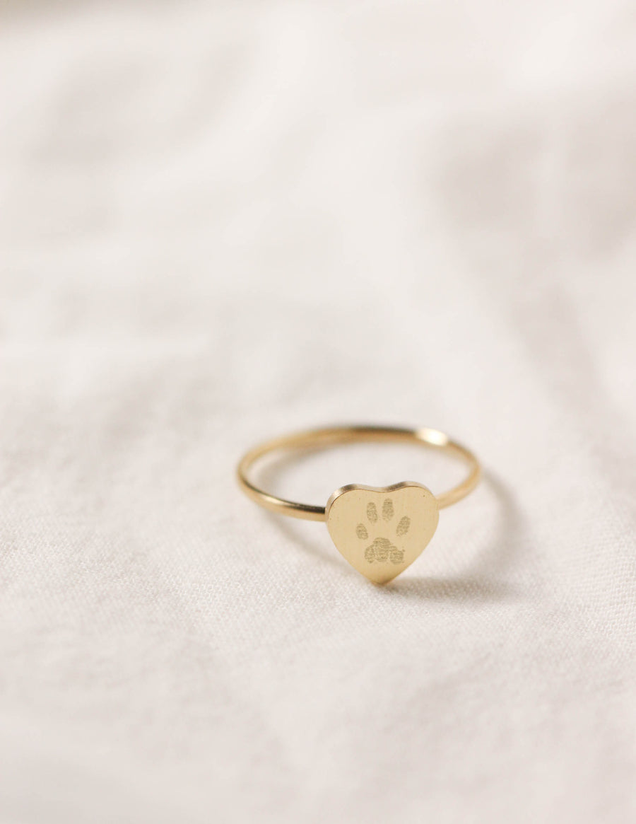 Your Pet's Actual Paw Print Ring • Heart Ring