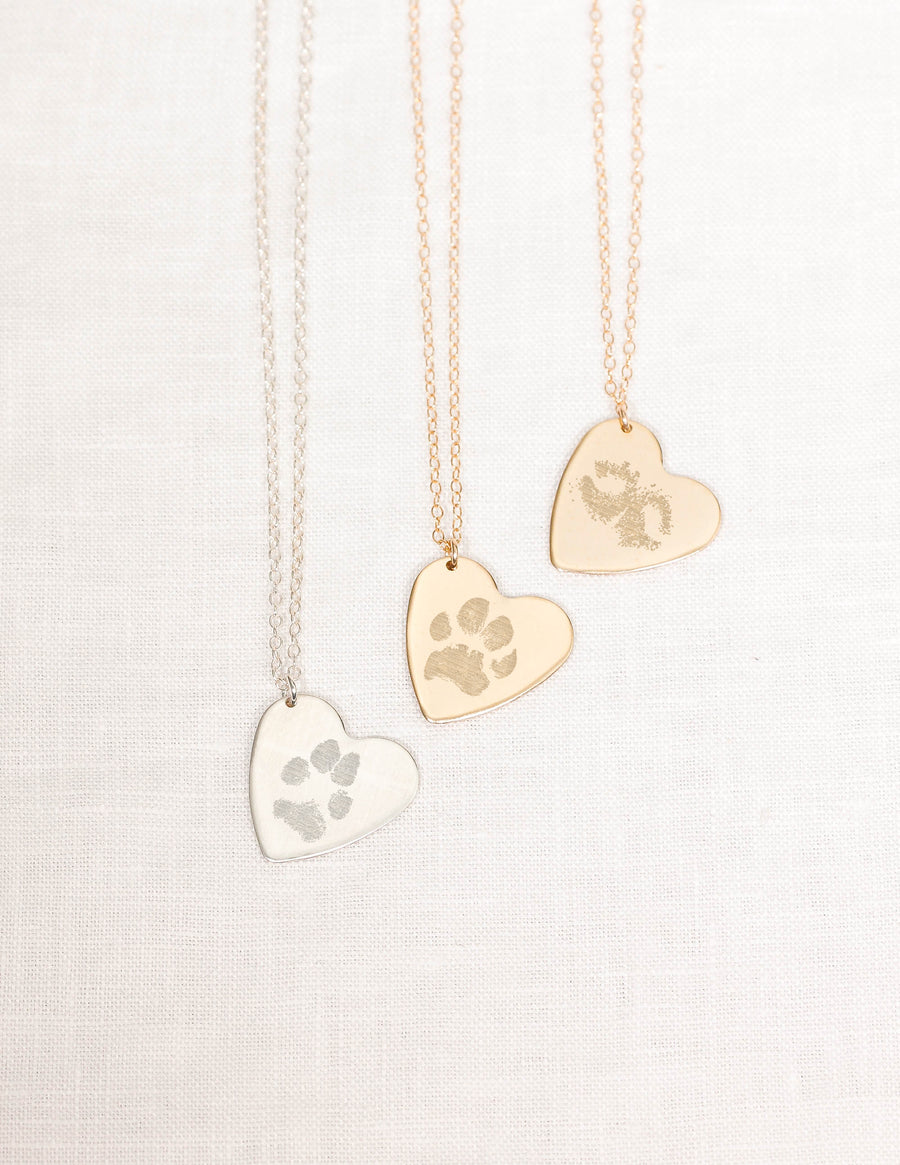 Dog Mom Gift • Paw Print Heart Necklace