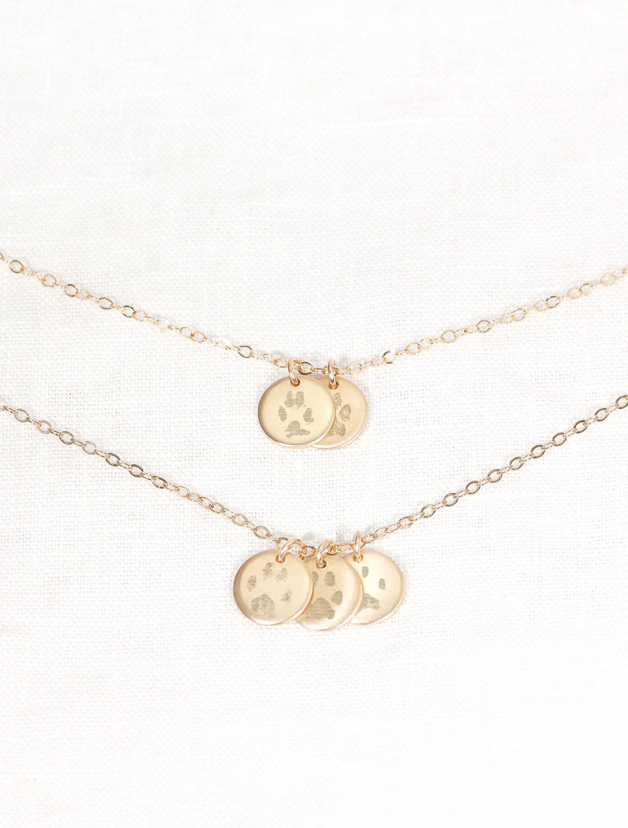 Multi Disc Paw Print Necklace