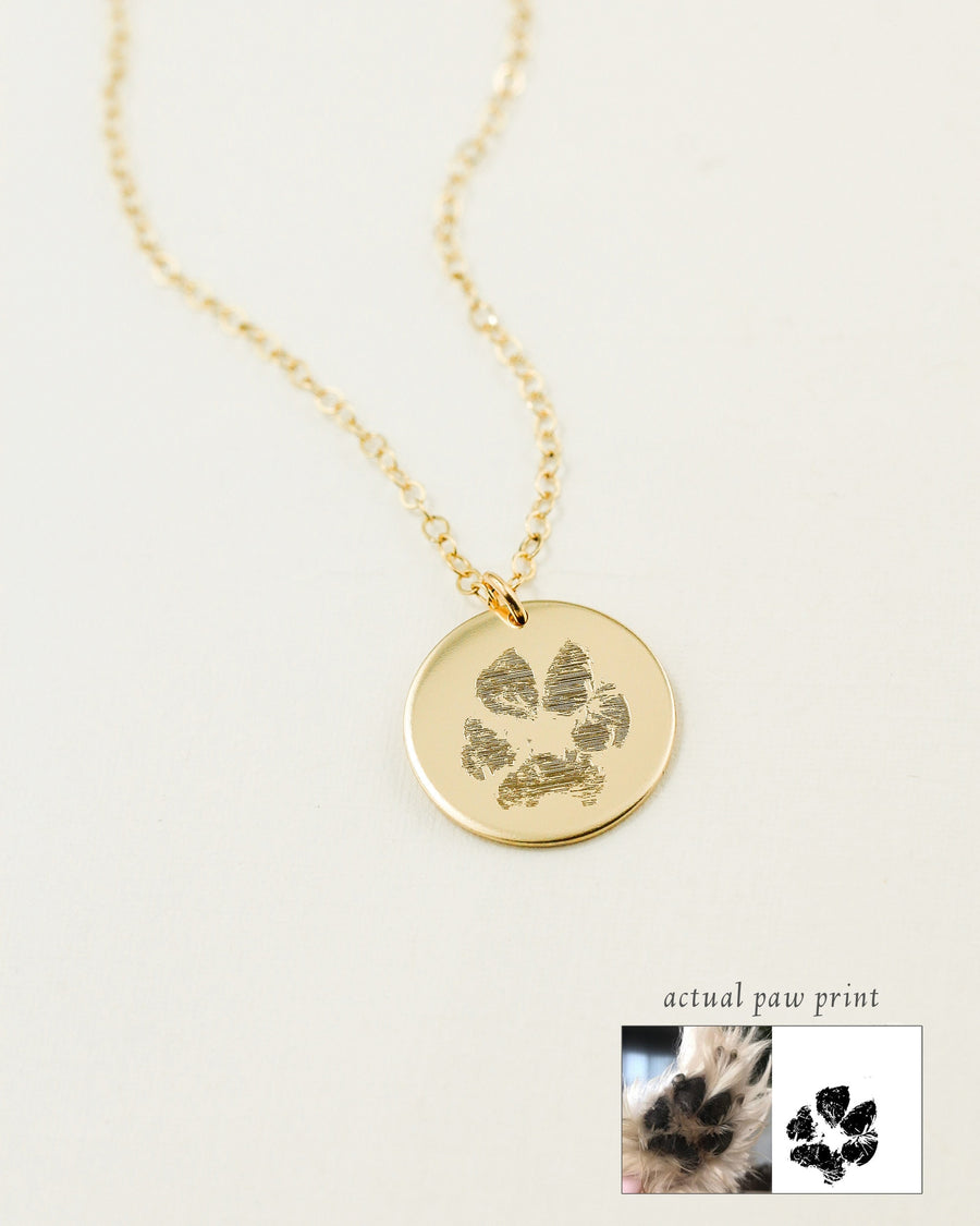 Paw Print Necklace • Custom Paw Print • Actual Paw Print Necklace • Pet Memorial Necklace • Sympathy Gifts • Pet Loss Jewelry • Large Disc