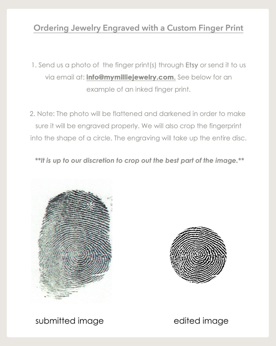 Mini Fingerprint Necklace • Fingerprint Jewelry • Personalized Fingerprint • Keepsake Jewelry • Memorial Necklace • Silver, Gold, Rose