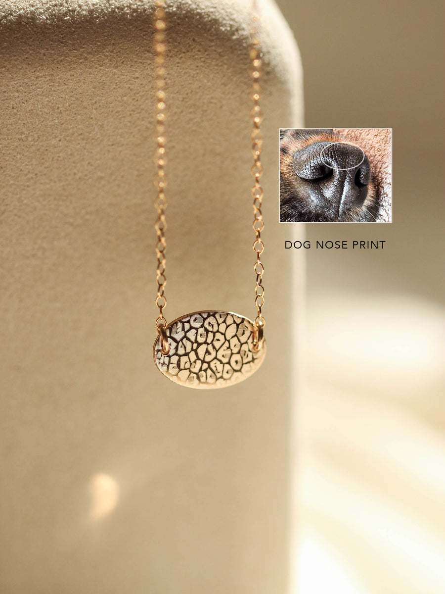 Dog Nose Print Necklace: Oval Charm Necklace.