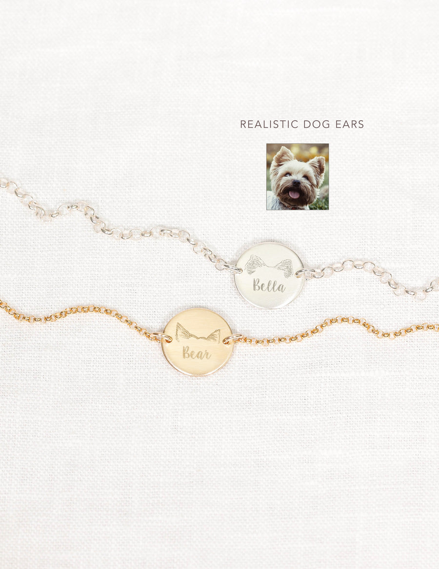 Custom Dog Ears & Name Bracelet: Pet Memorial Bracelet.