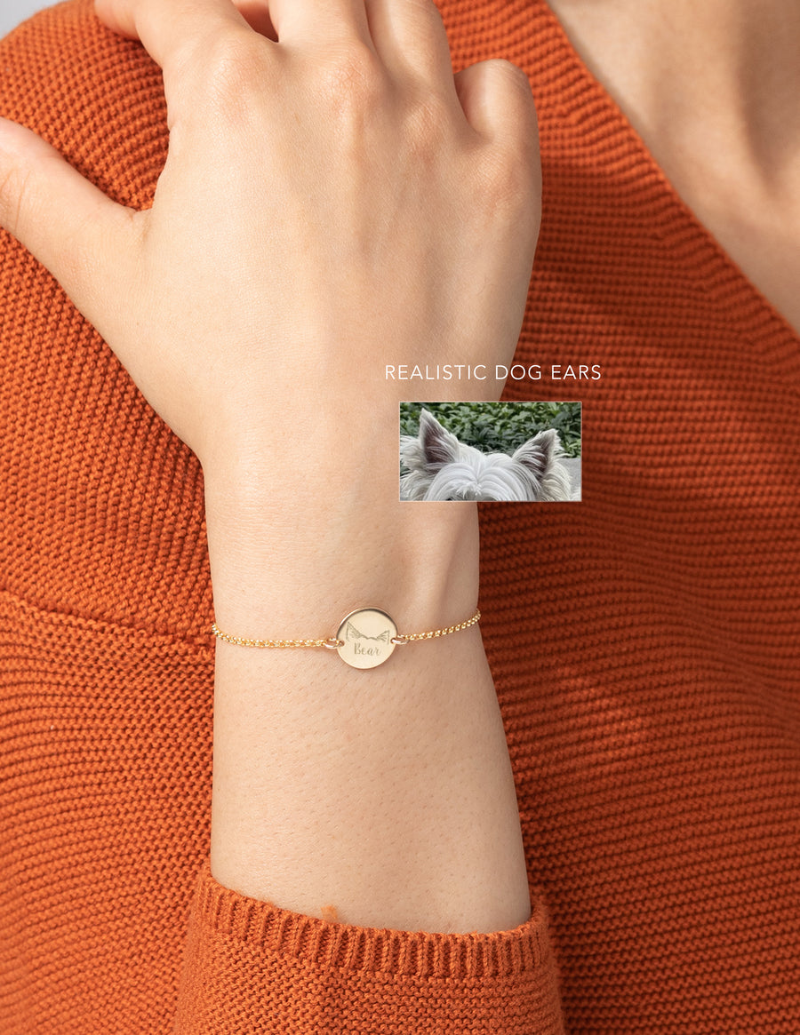 Custom Dog Ears & Name Bracelet: Pet Memorial Bracelet.