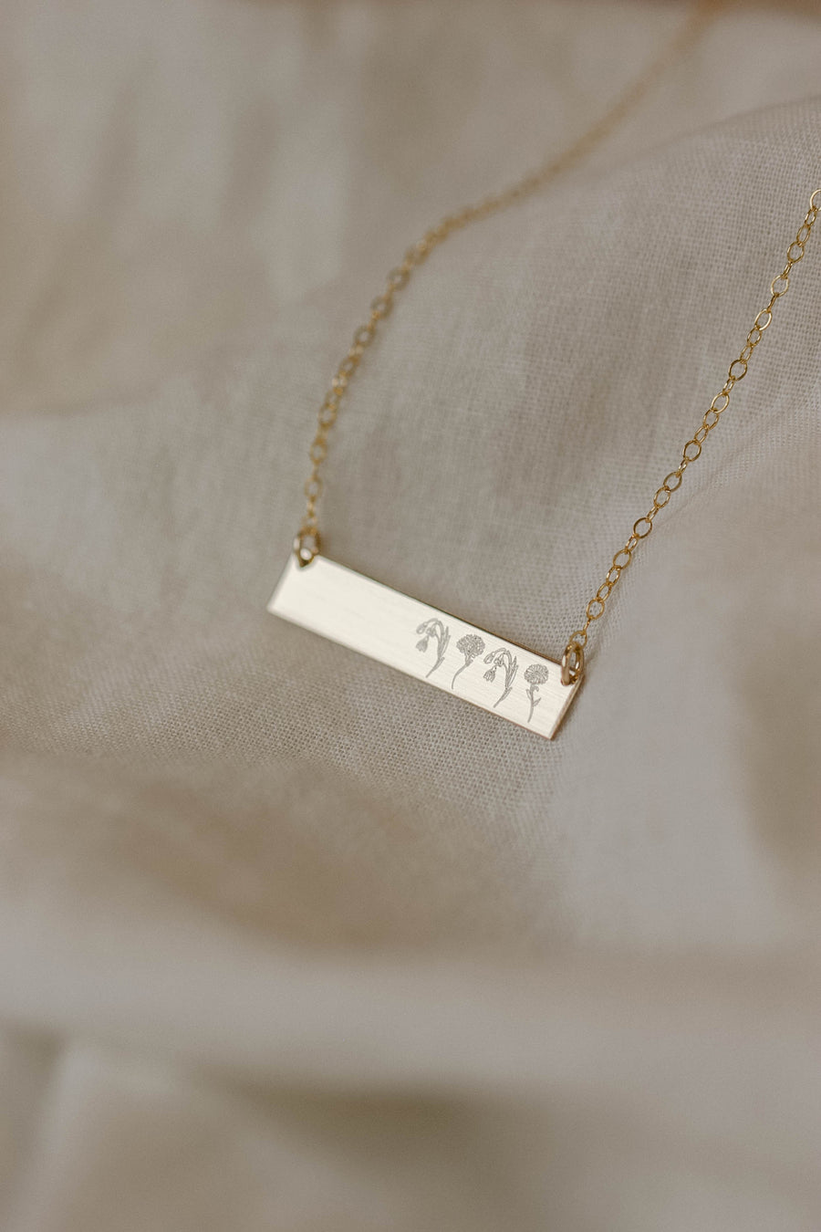 Combined Birth Flower Bar Necklace