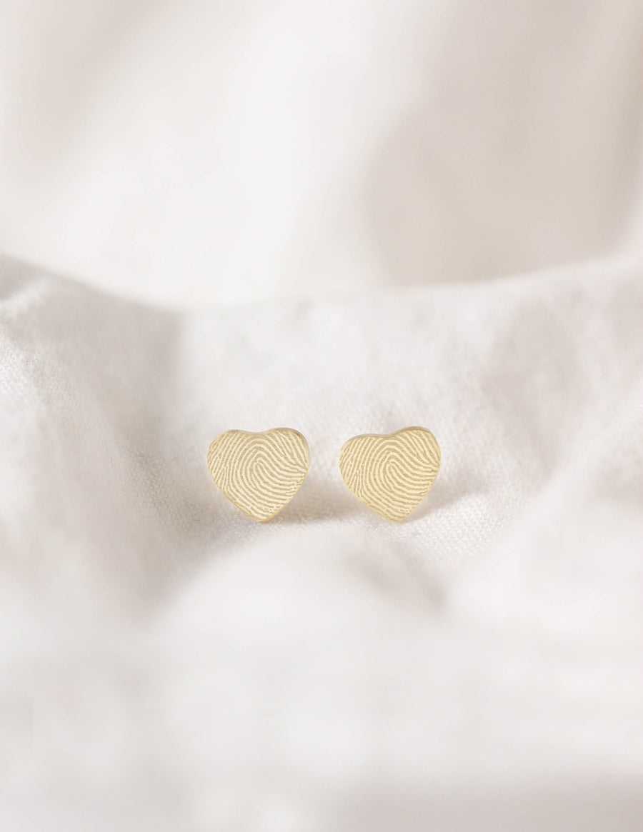 Actual Fingerprint Stud Earrings • Heart Studs