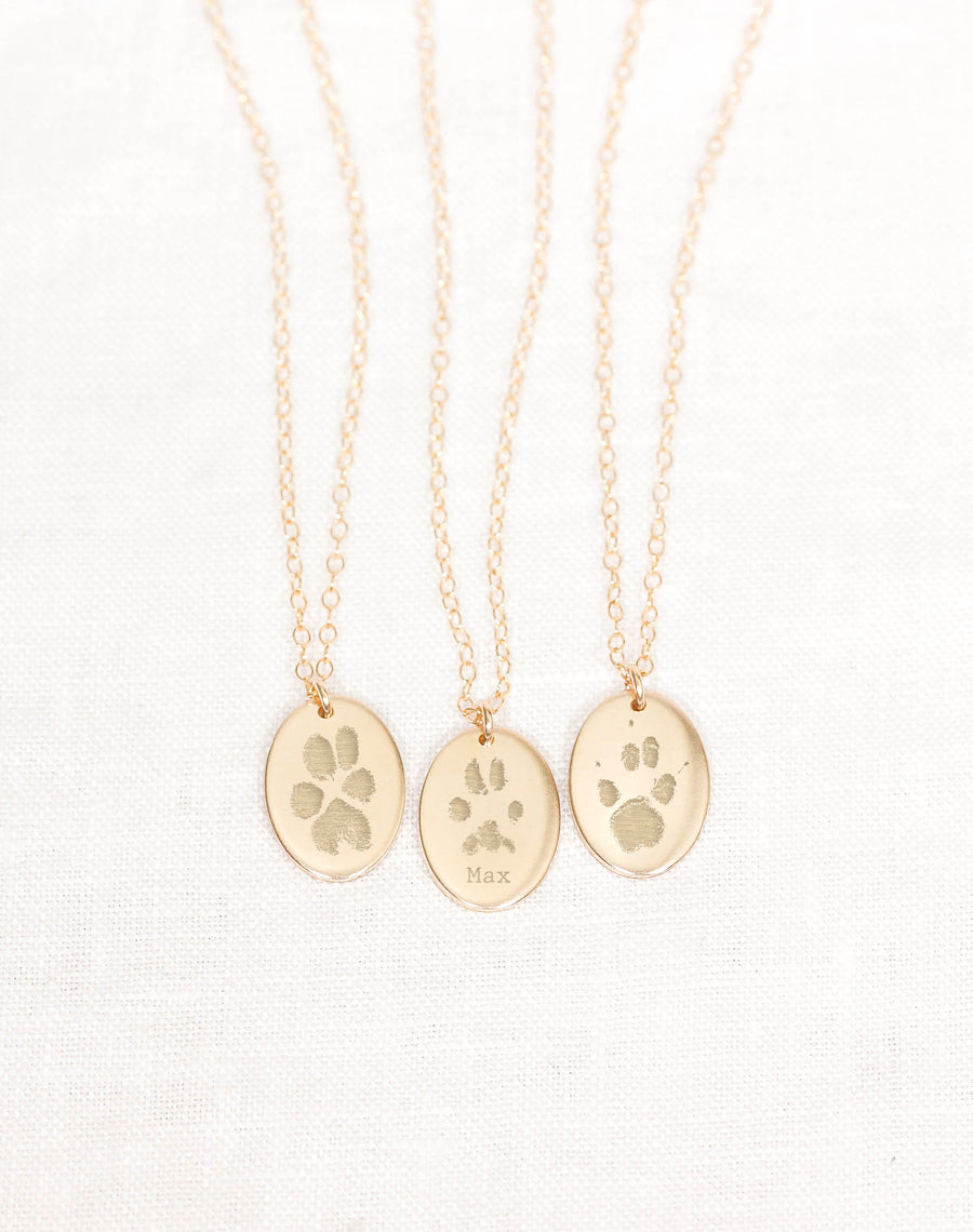 Oval Paw Print Necklace • Pet Necklace