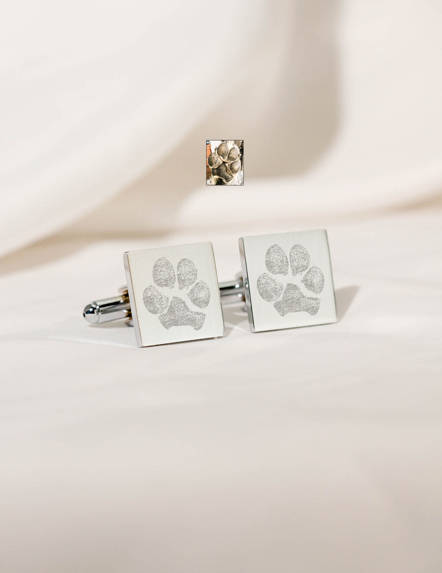 Your Pet's Actual Paw Print Cufflinks • Square