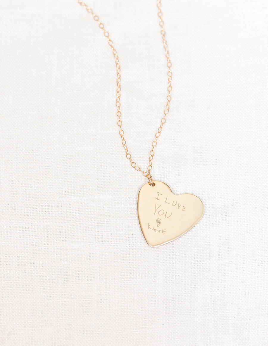 Actual Handwriting Necklace • Large Heart