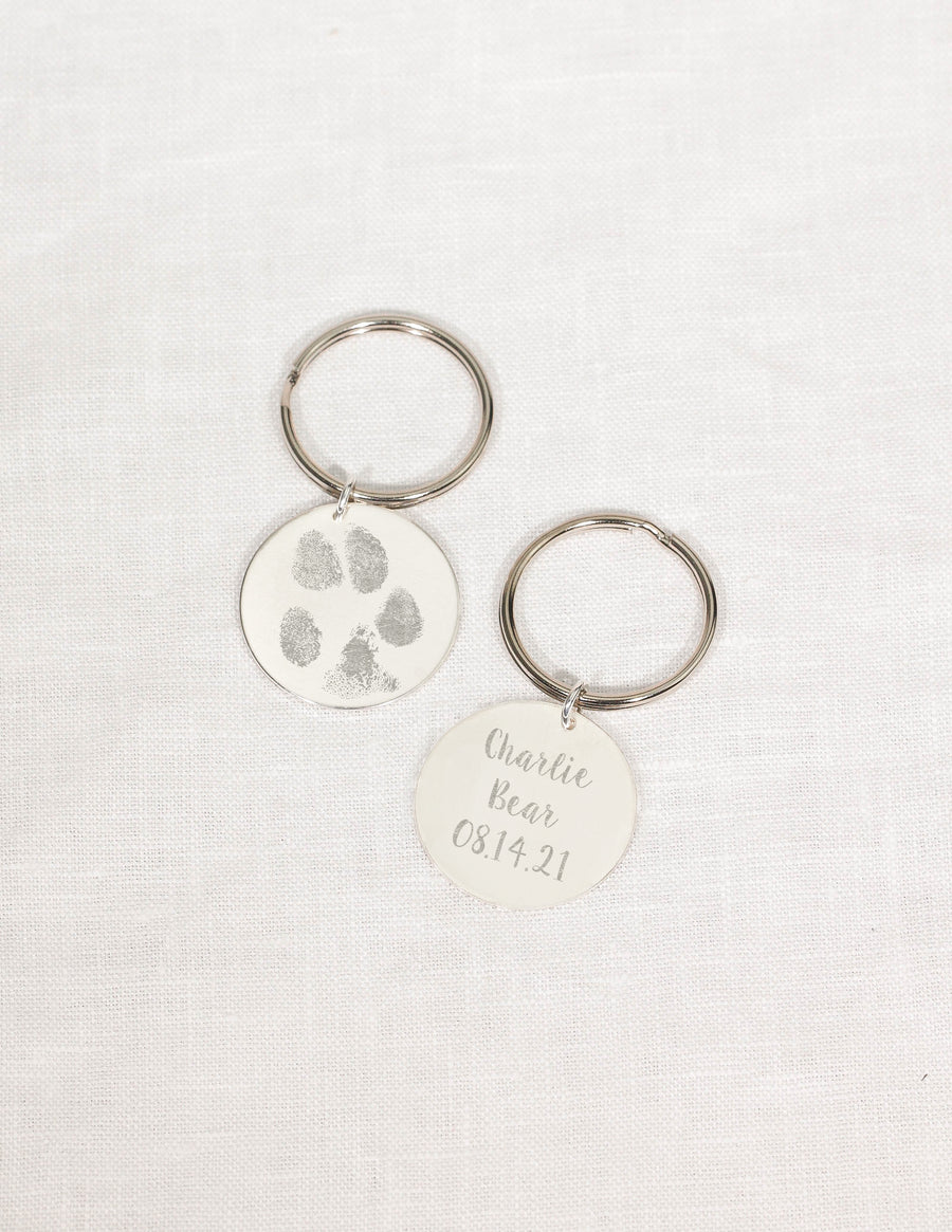 Paw Print or Nose Print Keychain • 25mm Disc