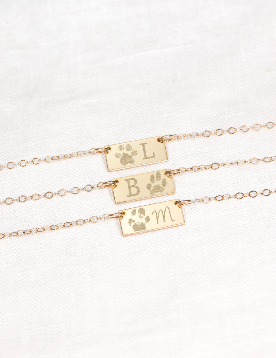 Actual Paw Print Bar Necklace • Small