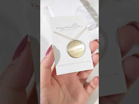 Actual Handwriting Disc Necklace • Large Disc
