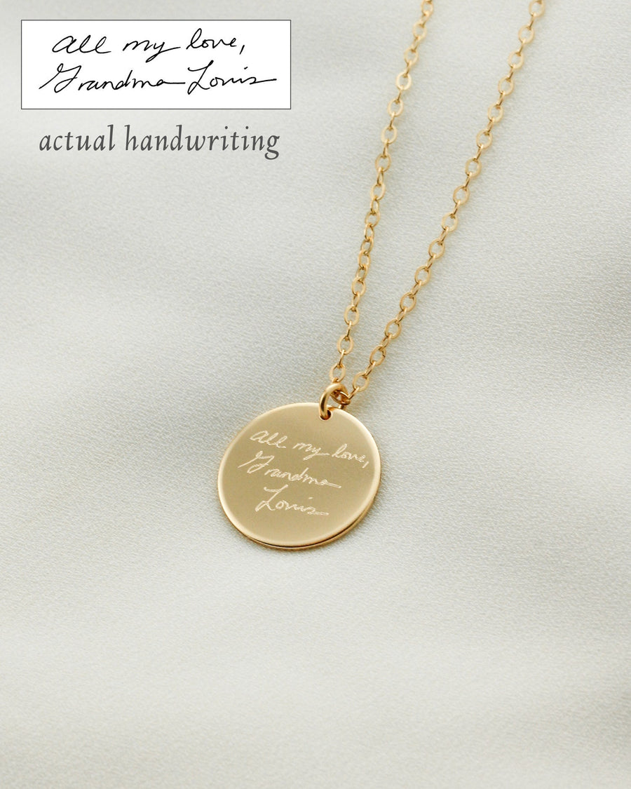 Custom Handwriting Necklace • Actual Handwriting Jewelry • Memorial Gift • Keepsake Jewelry • Engraved Handwriting • Meaningful Gifts