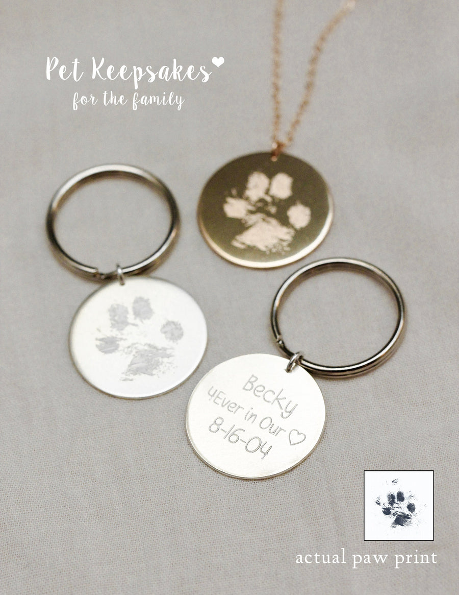 Paw Print Keychain Charm • Actual Paw Print • Memorial Key Chain • Pet Memorial Gifts • Father's Day Gifts • Dog Keychain