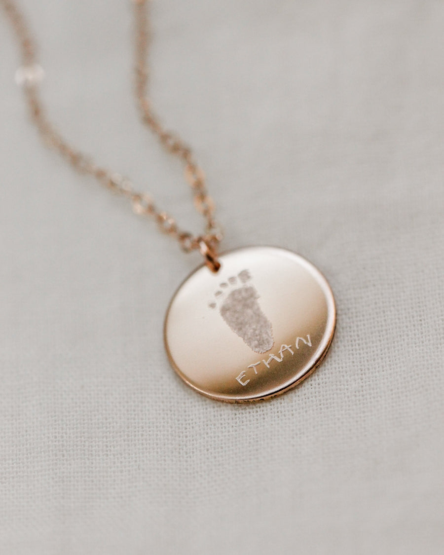 Actual Footprint Necklace • Custom Footprint Jewelry • Personalized Necklace • Baby Footprints • Kid's Drawing Necklace • Gift for Grandma