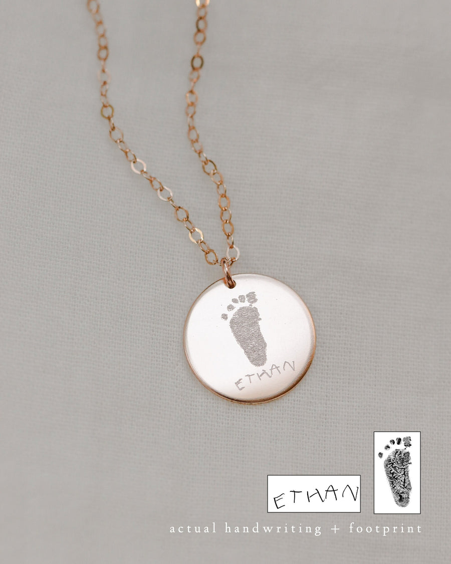 Actual Footprint Necklace • Custom Footprint Jewelry • Personalized Necklace • Baby Footprints • Kid's Drawing Necklace • Gift for Grandma