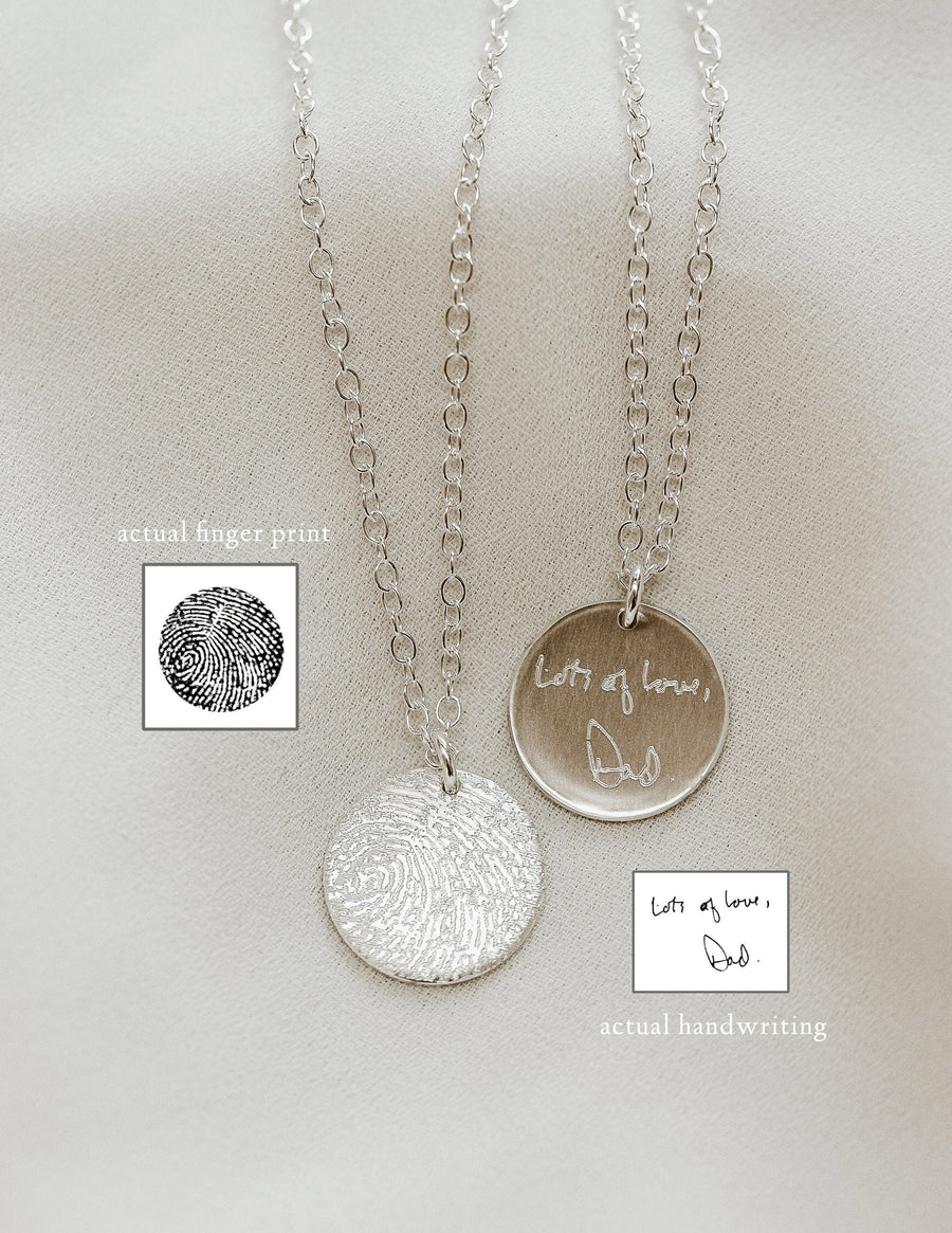Silver Disc Handwriting Necklace