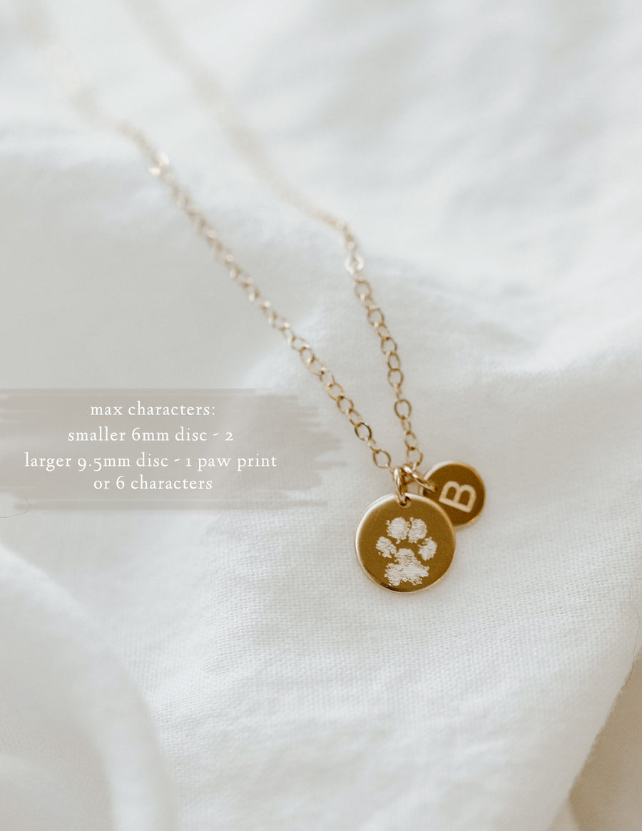 Custom Paw Print with Initial Letter Disc Necklace – My Millie Jewelry