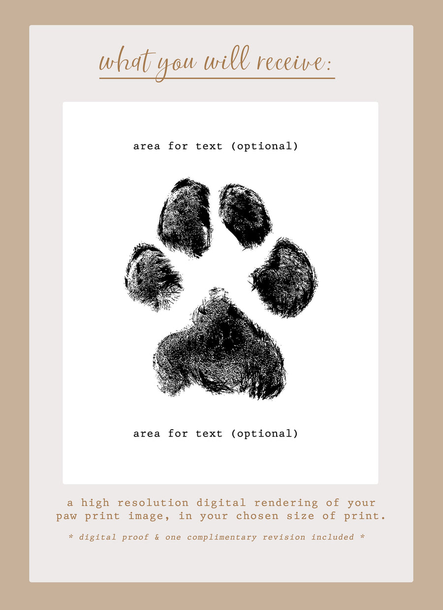Digital Paw Print Rendering Only • No Frame • Custom Paw Print  • Paw Print Editing • Pet Memorial • Pet Loss • Pet Keepsakes • Dog Paw