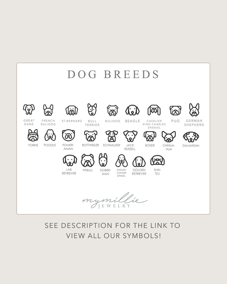 Dog Necklace • Personalized Dog Breed Necklace • Dog Tags • Custom Pet Necklace • Dog Name Necklace • Poodle, Frenchie, Pitbull, Labrador